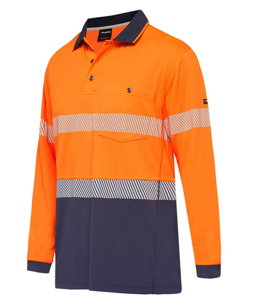 KingGee Mens Workcool Hyperfreeze Spliced Polo Long Sleeve Taped - K54225