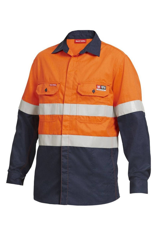 KingGee Shieldtec FR Hi-Visibility Two Tone Open Front Long Sleeve Shirt With FR Tape - Y04350