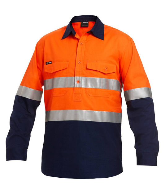 KingGee Mens Workcool2 Reflective Spliced Closed Front Shirt Long Sleeve - K54886