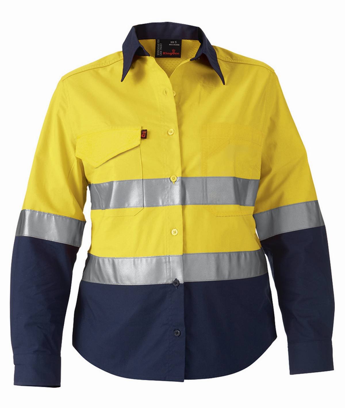 KingGee Workcool2 Womens Hi Vis Ref Spliced Shirt Long Sleeve - K44544