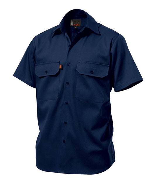 KingGee Mens Open Front Drill Shirt Short Sleeve - K04030