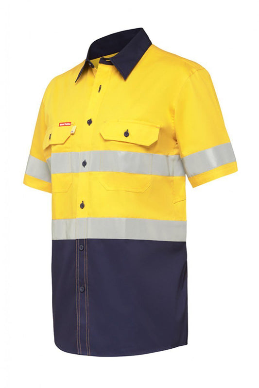 Hard Yakka Koolgear Hi-Visibility Two Tone Ventilated Short Sleeve Shirt With Tape - Y07735