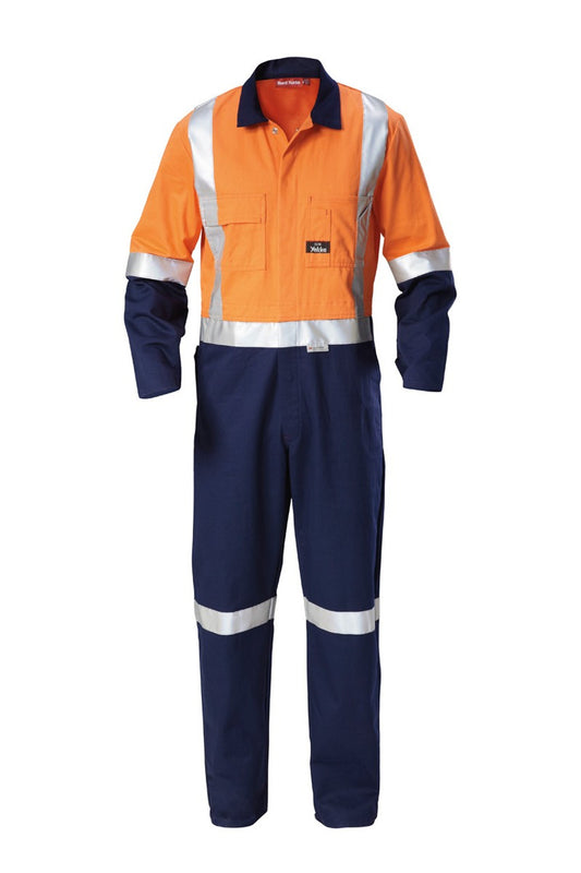 Hard Yakka Foundations Hi-Visibility Two Tone Cotton Drill Coverall With Tape - Y00262