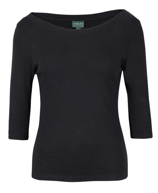JB's Ladies 3/4 Sleeve Boat Neck Tee - 1BT3