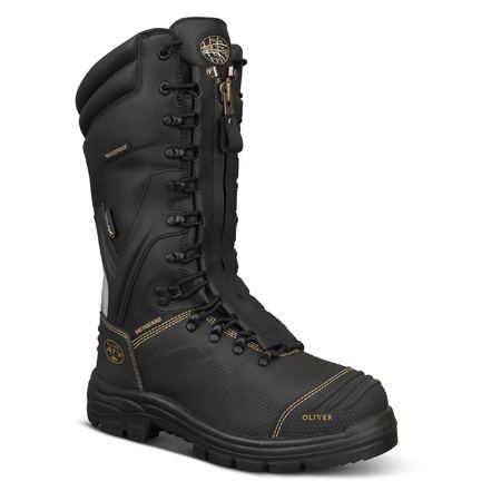 Oliver - 350mm Black Laced In Zip Mining Boot - 65791