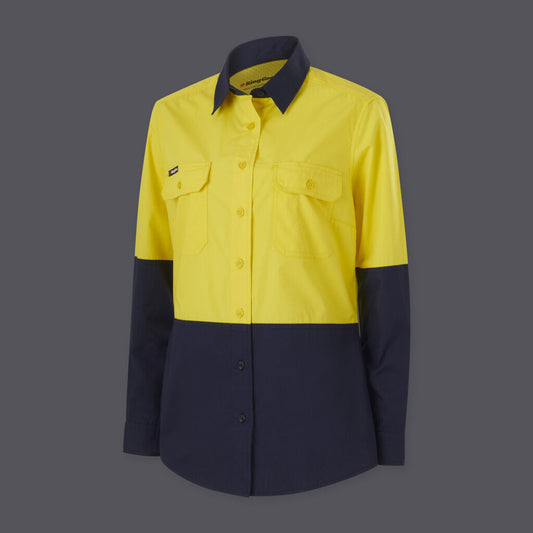 KingGee Womens Workcool Vented Spliced Shirt Long Sleeve - K44226