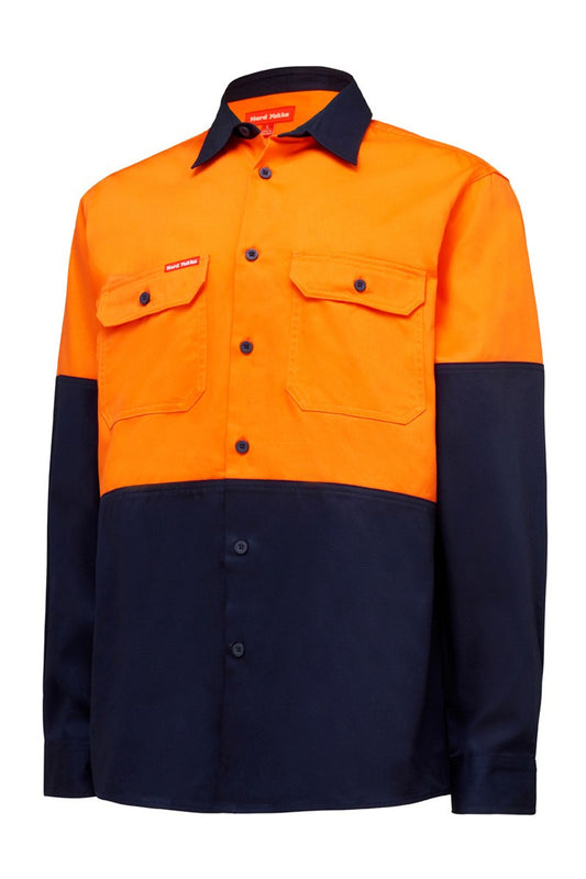 Hard Yakka Hi Vis L/Sl H/Weight 2Tone Cotton Drill Shirt - Y04605