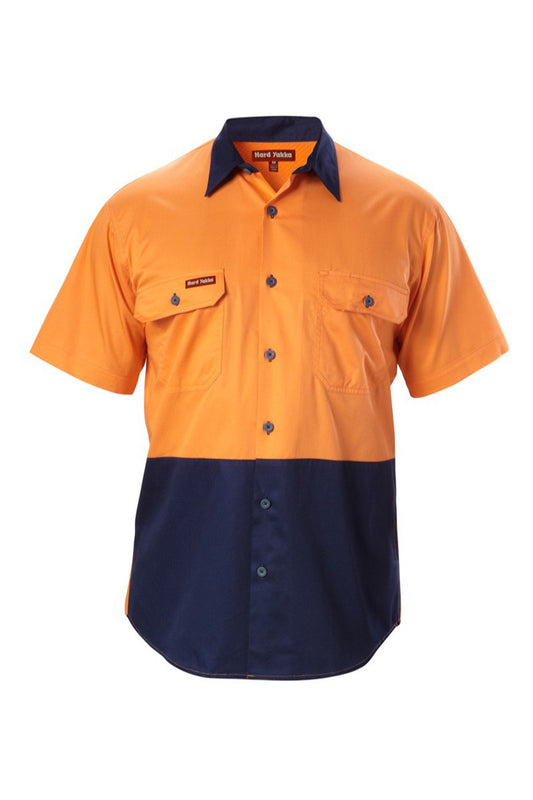 Hard Yakka Koolgear Hi-Visibility Two Tone Cotton Twill Ventilated Shirt Short Sleeve - Y07559