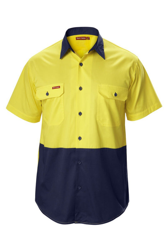 Hard Yakka Koolgear Hi-Visibility Two Tone Cotton Twill Ventilated Shirt Short Sleeve - Y07559