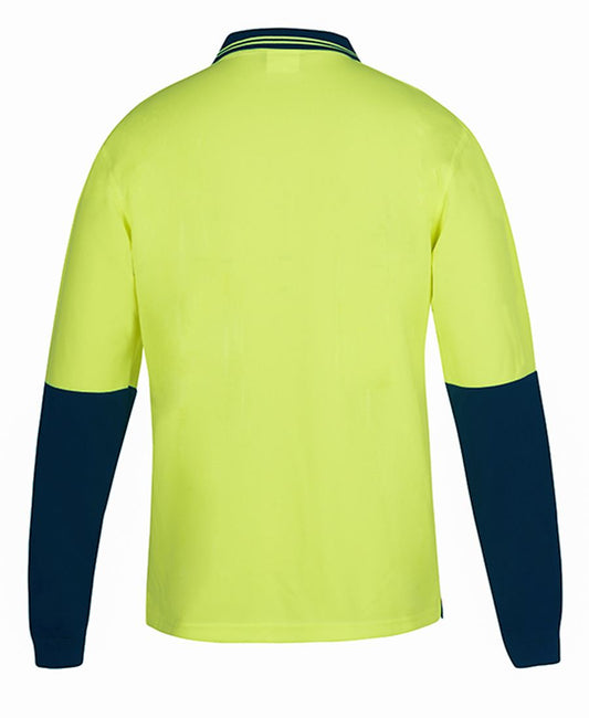 Jb's Hi Vis L/S Non Button Polo - 6HNBL