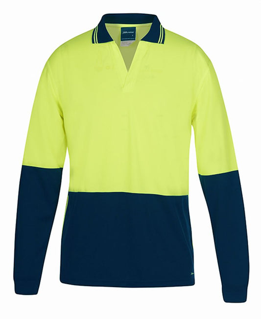 Jb's Hi Vis L/S Non Button Polo - 6HNBL