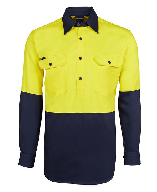 JB's Hi Vis Close Front L/S 190g Work Shirt - 6HVCF