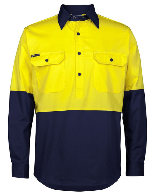JB's Hi Vis Close Front L/S 150g Work Shirt - 6HVCS