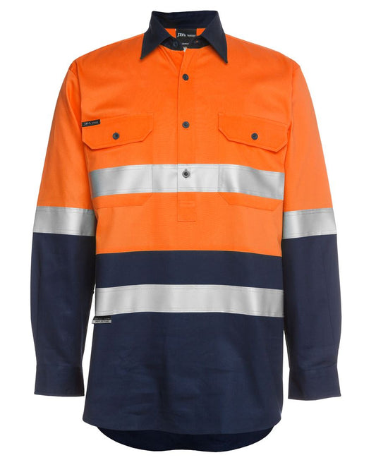 JB's Hi Vis (D+N) Close Front L/S 190g Work Shirt - 6HWCF