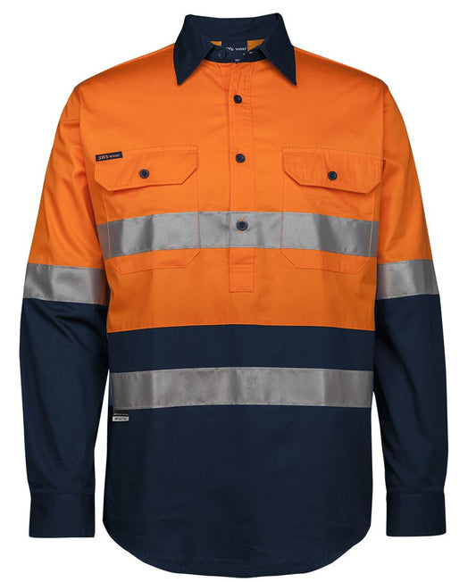 JB's Hi Vis (D+N) Close Front L/S 150g Work Shirt - 6HWCS