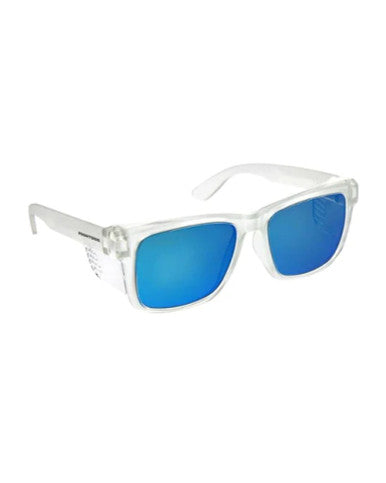 SAFETY GLASSES FRONTSIDE POLARISED BLUE REVO LENS