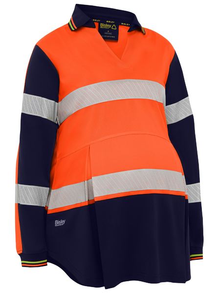 BKLM6225T - Women's Taped Hi Vis Recycled V-Neck Maternity Polo - Bisley