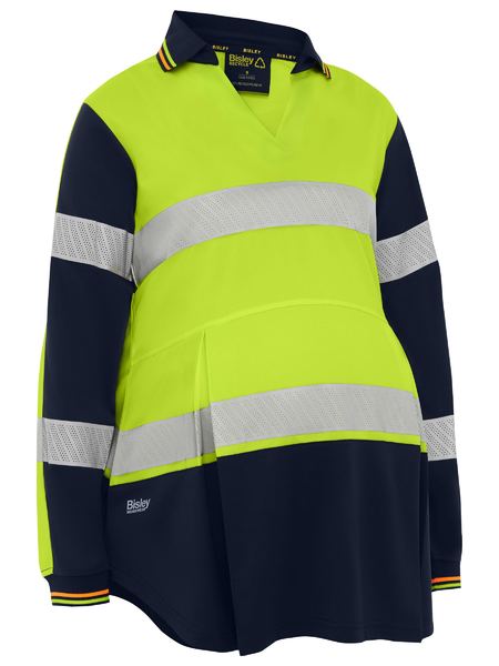 BKLM6225T - Women's Taped Hi Vis Recycled V-Neck Maternity Polo - Bisley