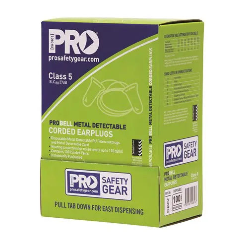 Pro Choice EPBMDC Probell Metal Detectable Earplugs Corded 100 Pairs sold by Kings Workwear at www.kingsworkwear.com.au