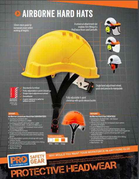 PRO CHOICE AIRBORNE LINESMAN HARD HAT UNVENTED- HH6MP