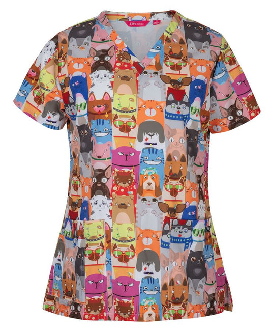4STP1 - JB's Ladies Scrub Top Printed - JB's Wear