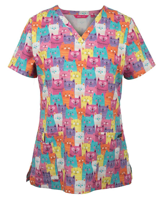 4STP1 - JB's Ladies Scrub Top Printed - JB's Wear