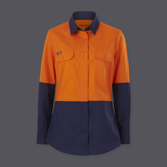 KingGee Womens Workcool Vented Spliced Shirt Long Sleeve - K44226