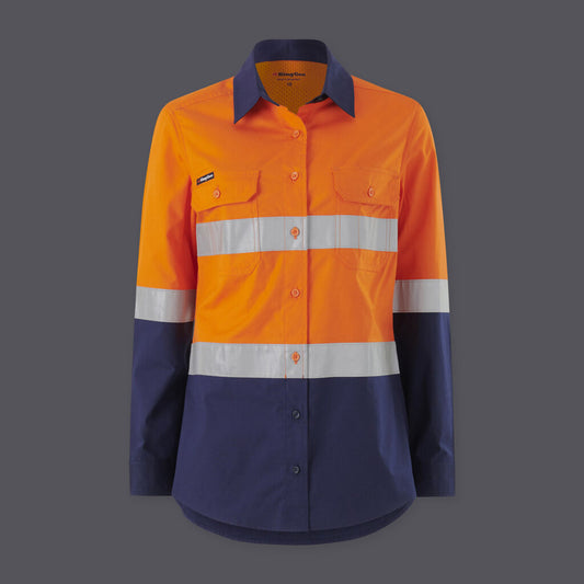 KingGee Womens Workcool Vented Spliced Shirt Taped Long Sleeve - K44227