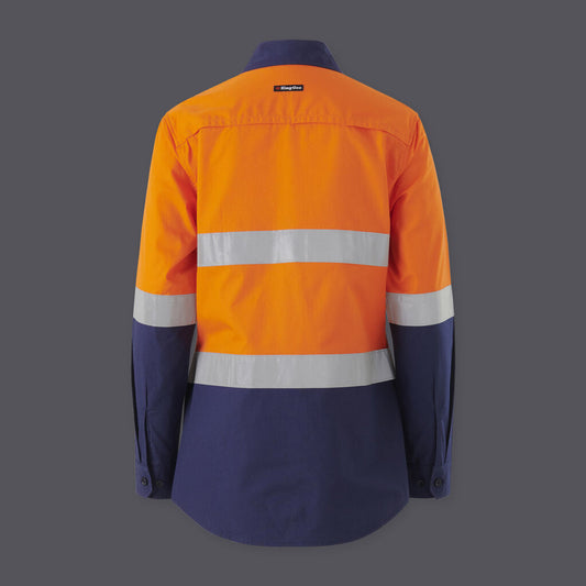 KingGee Womens Workcool Vented Spliced Shirt Taped Long Sleeve - K44227