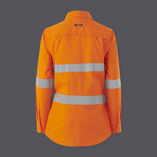 KingGee Womens Workcool Vented Closed Front Shirt Taped Long Sleeve - K44228
