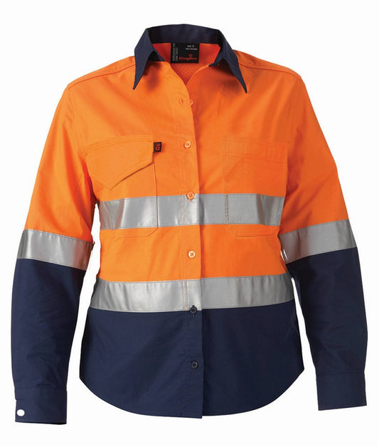KingGee Workcool2 Womens Hi Vis Ref Spliced Shirt Long Sleeve - K44544 - KingGee sold by Kings Workwear www.kingworkwear.com.au