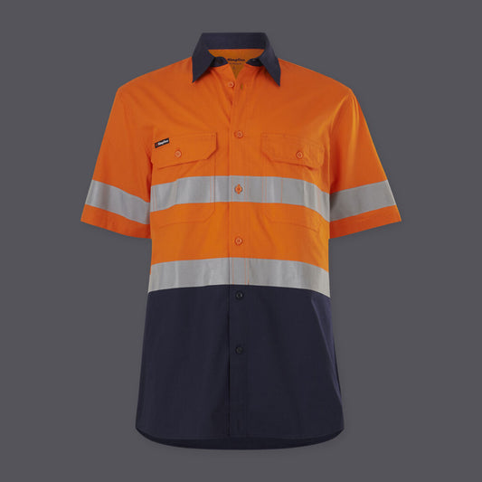 KingGee Mens Workcool Vented Spliced Shirt Taped Short Sleeve - K54911