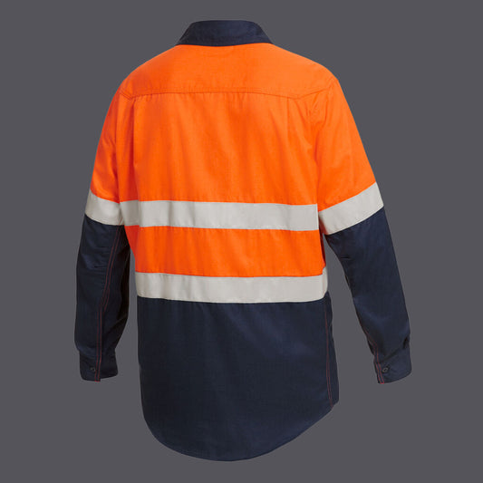 KingGee Mens Shieldtec Lenzing FR Hi-Vis Spliced Open Front Taped Shirt - K84000