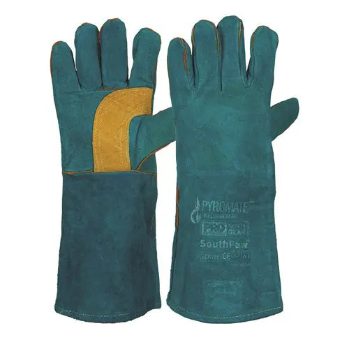 PRO CHOICE LGW16E PYROMATE® SOUTH PAW® LEFT HAND PAIR -GREEN & GOLD KEVLAR® GLOVE GREEN sold by Kings Workwear at www.kingsworkwear.com.au