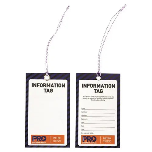 Pro Choice STI12575 Safety Tag 125mm X 75mm Information (Blank) 100 Pack sold by Kings Workwear at www.kingsworkwear.com.au
