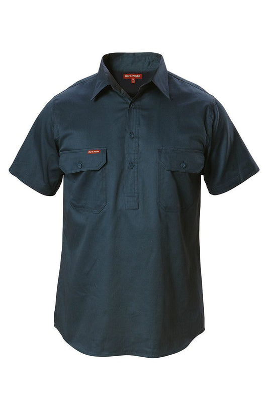 Hard Yakka Foundations Cotton Drill Closed Front Short Sleeve Shirt - Y07540 - Hard Yakka sold by Kings Workwear www.kingworkwear.com.au