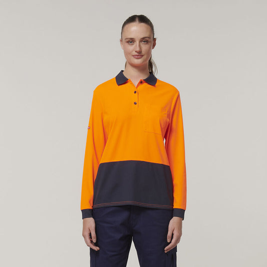 Hard Yakka Womens Long Sleeve Hi Vis Polo - Y08603