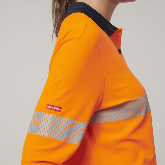 Hard Yakka Womens Long Sleeve Hi Vis Taped Polo - Y08604