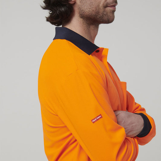 Hard Yakka Mens Long Sleeve Hi Vis Polo - Y19617