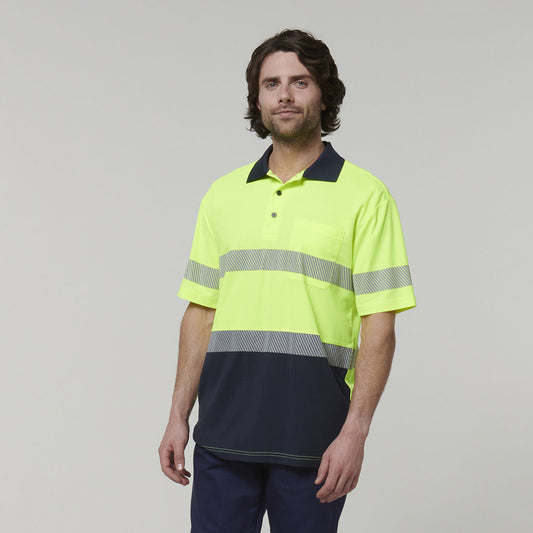 Hard Yakka Mens Short Sleeve Hi Vis Taped Polo - Y19618