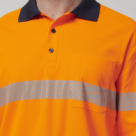 Hard Yakka Mens Long Sleeve Hi Vis Taped Polo - Y19619