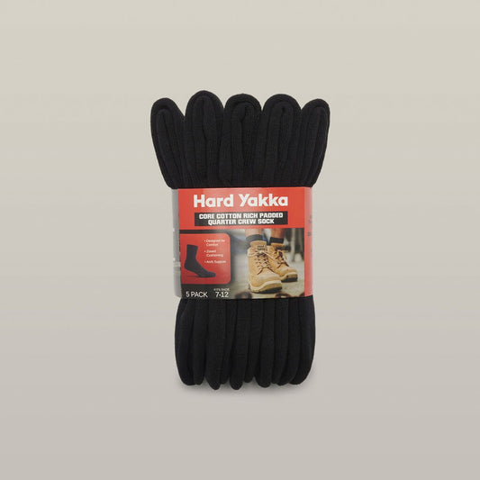 Hard Yakka Core Cotton Rich Padded Quarter Crew Sock - 5 Pack Y20012