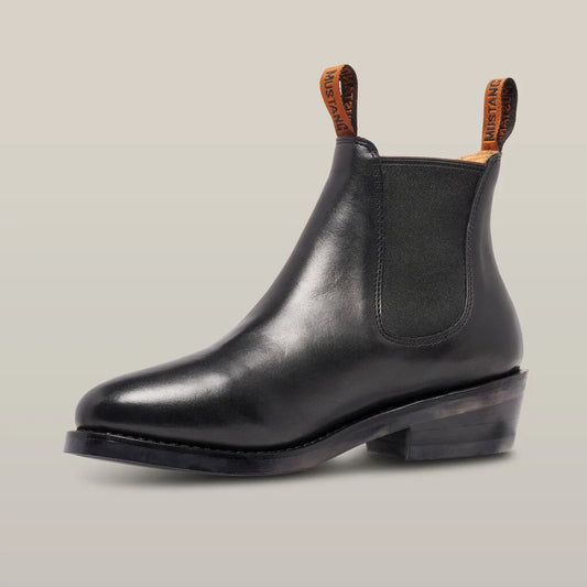 Women's Mustang Signature Pull-up Leather Boot - Black- Y61064