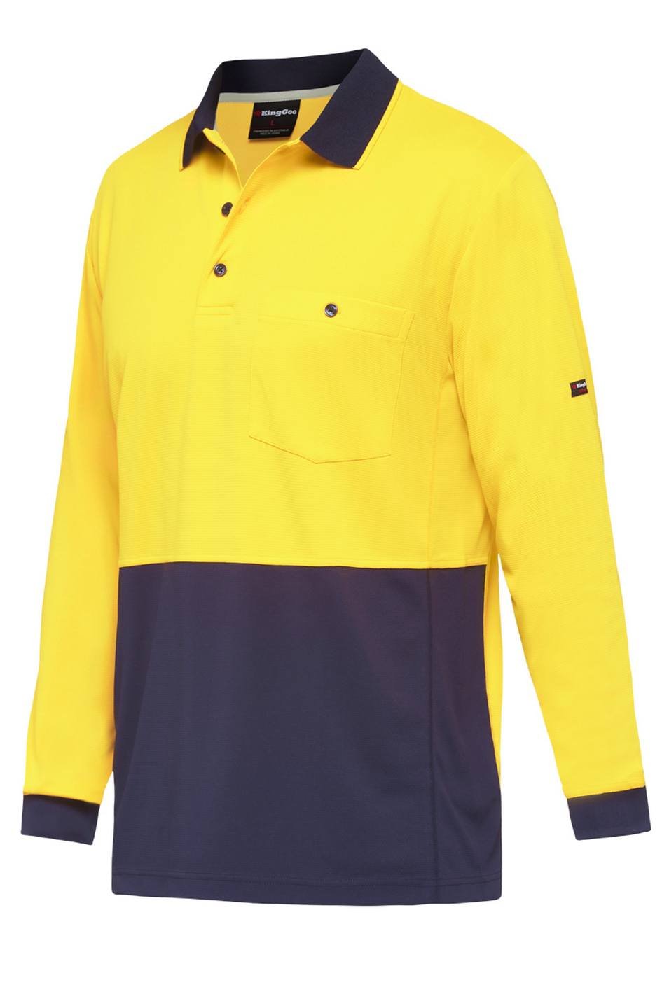 KingGee Mens Workcool Hyperfreeze Spliced Polo Long Sleeve - K54235
