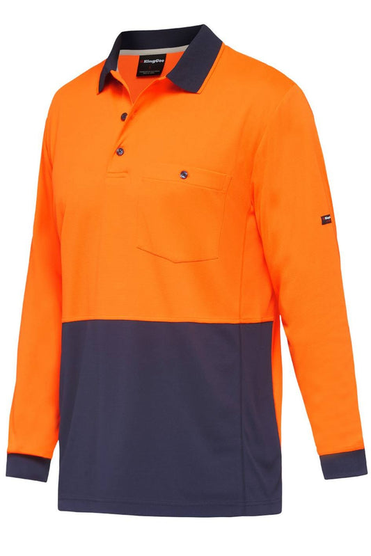 KingGee Mens Workcool Hyperfreeze Spliced Polo Long Sleeve - K54235