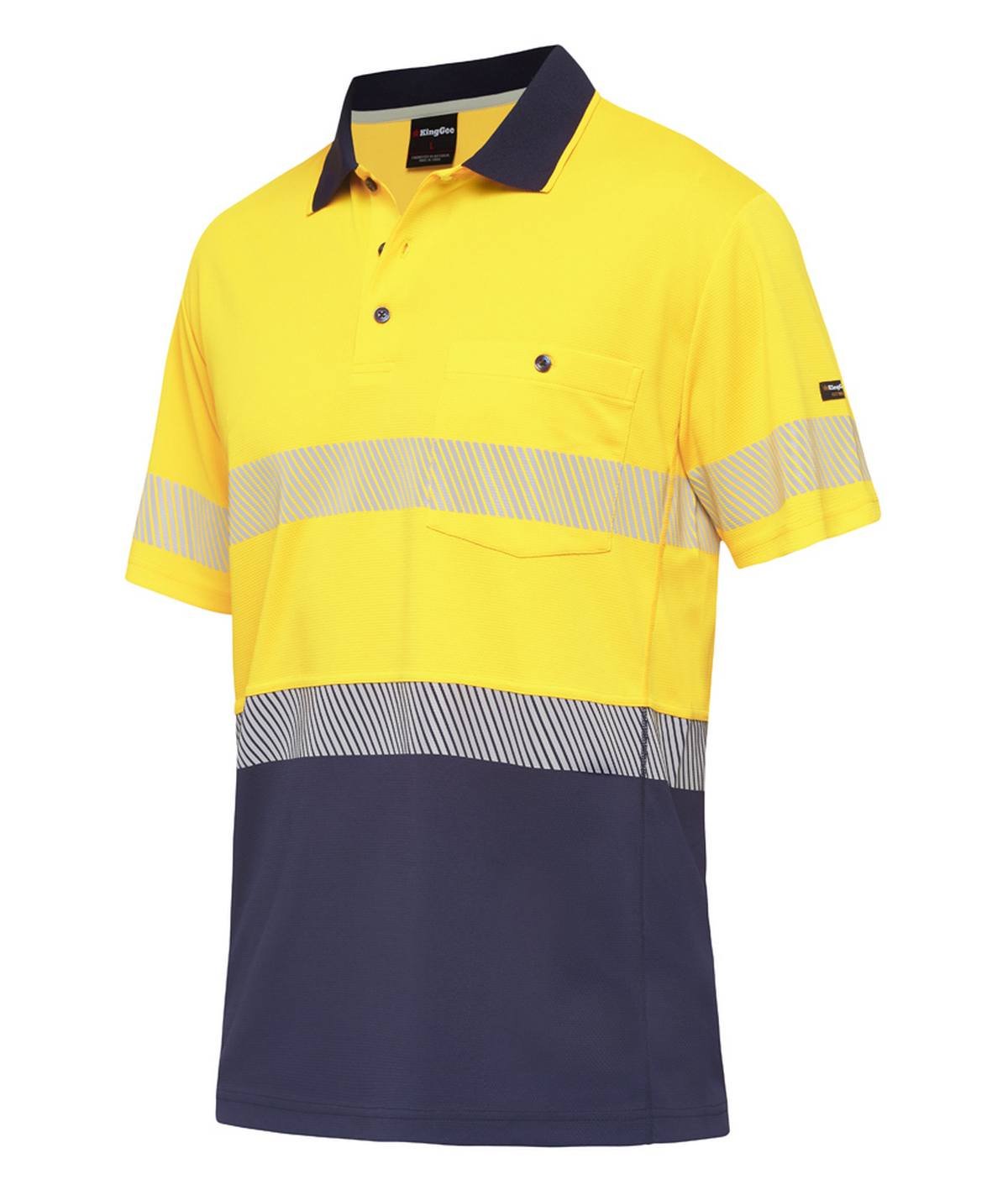 KingGee Mens Workcool Hyperfreeze Spliced Polo Short Sleeve Taped - K54215