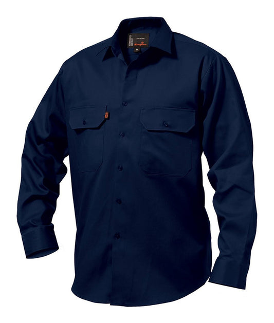 KingGee Mens Open Front Drill Shirt Long Sleeve - K04010