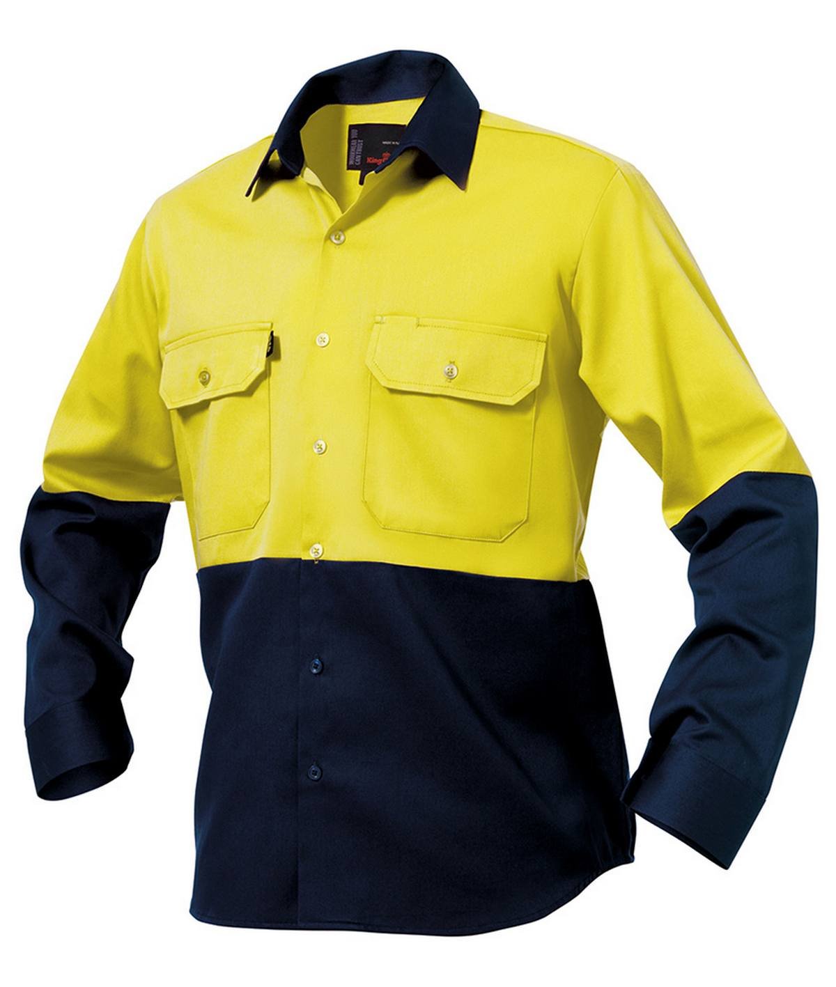 KingGee Mens Long Sleeve Spliced Open Front Drill Shirt - K54015