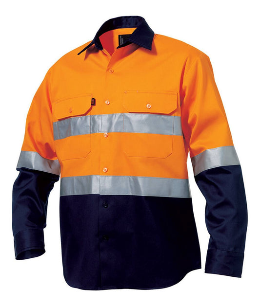 KingGee Mens Reflective Spliced Drill Shirt Long Sleeve - K54315