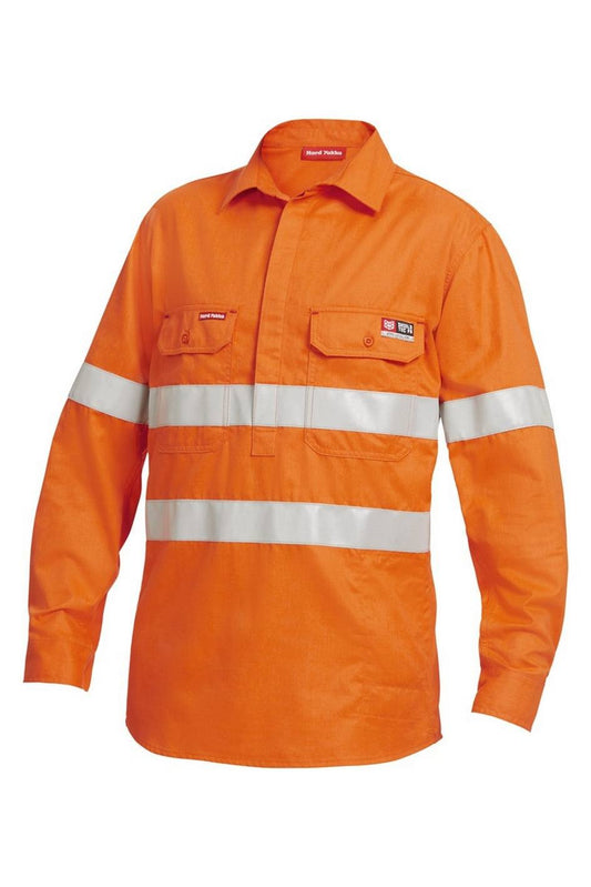 KingGee Shieldtec FR Full Hi-Visibility Closed Front Long Sleeve Shirt With FR Tape - Y04150